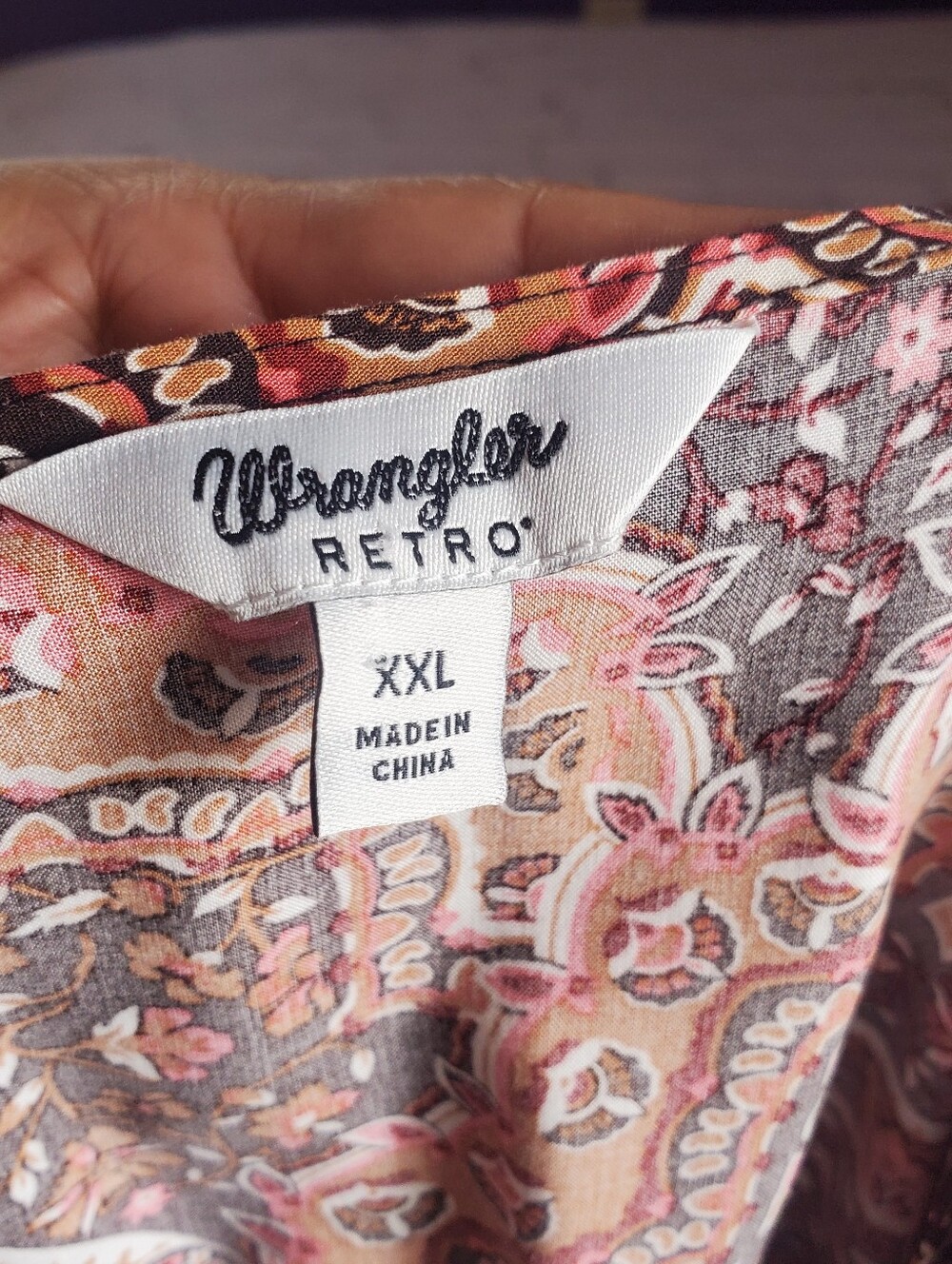 Wrangler Retro Bohemian Maxi Dress Paisley Peasant Western Ruffled XXL Brown - Picture 7 of 13